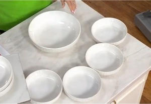 lot 1680 image: $69 Temp-tations 3.5qt Serving Bowl - Four 32oz Pasta Bowls, White