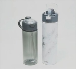 lot 1682 image: Zak Designs Genesis 24-oz Tumbler 2-Pack Dual Lids Grey Marble