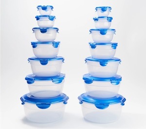lot 1686 image: $49 LocknLock 14-Piece Nestable Bowl Storage Set with Lids, CLEARBlue