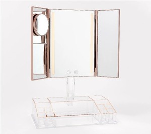 lot 1734 image: Blushly LED Vanity Mirror w Multi Magnification and Storage