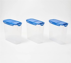 lot 1735 image: LocknLock Set of 3 Cereal Containers with Flip-Top Lids Sage Green