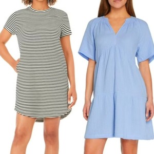 lot 1766 image: Members Mark Sandwash Stiped Dress and Gap Blue Gauze Dress, XS