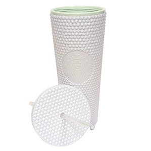 lot 1787 image: Starbucks Venti Studded Cold Cup Tumbler 24 oz, White with Straw