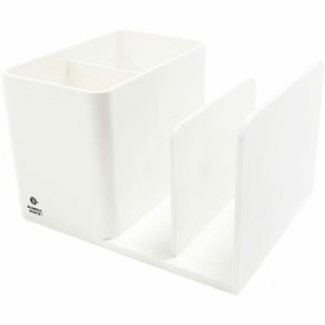lot 1794 image: Business Source Pen Cup Organizer, 2 Compart, ABS Plastic, White