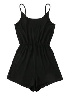 lot 1798 image: Womens Black Sleeveless Jumpsuit Romper Overalls Shorts
