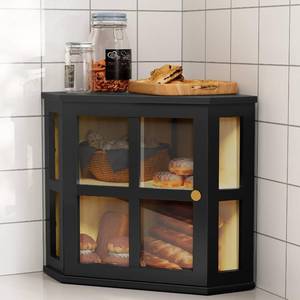 lot 1715 image: HOLTICO Bamboo Corner Bread Box with Acrylic Door, 2-Tier Bread Storage
