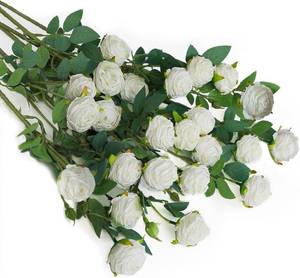 lot 1716 image: CHIAVE 8pcs 24 Flower Buds Artificial Silk Roses with Long Stems