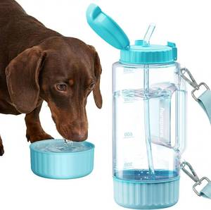 lot 1720 image: Dog & Mom Water Bottle with Detachable Bowl for Travel   BPA-Free, Leakproof 