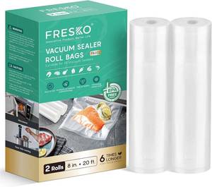 lot 1725 image: FRESKO 8x20 Vacuum Sealer Bags, 2 Rolls, BPA Free, Heavy-Duty