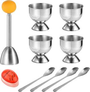 lot 1726 image: MOLFUJ Egg Cups for SoftHard Boiled Eggs with Spoons, Egg Timer Set