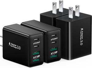 lot 1728 image: USB-C Charger Block 4-Port 40W Fast Charge, 4-Pack PDQC Wall Plug