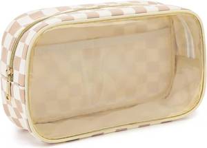 lot 1738 image: Fammart Clear Travel Makeup Bag for Women, TSA Approved Zipper Toiletry Case
