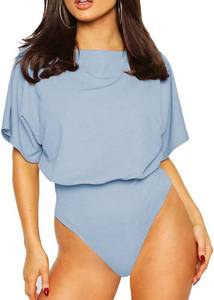 lot 1739 image: LINMON Womens Bodysuits Slash-Neck Dolman Sleeve T Shirt LeotardJumpsuit XL
