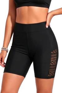 lot 1740 image: 57 Women High-Waisted Tummy Control Lace Swim Shorts with Liner Medium