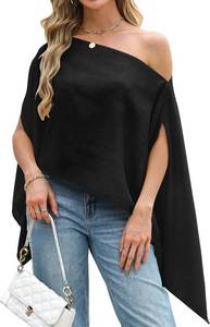 lot 1741 image: Poncho Tops for Women - Pullover Shawl Wraps for Dresses Coverup Topper L