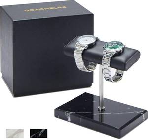 lot 1744 image: Mens Handcrafted Watch Display Stand with Marble Base (Black)