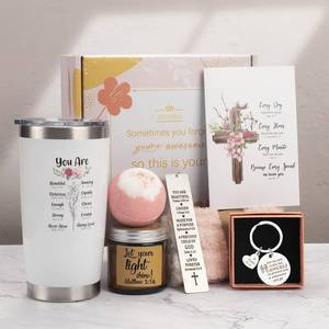 lot 1751 image: Christian Gifts for Women Religious Gift, Spa Set, Tumbler, Candle, Socks
