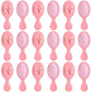 lot 1755 image: 18-Pack Mini Hair Brush with Bow - Detangling for Wet & Dry Hair (Pink)
