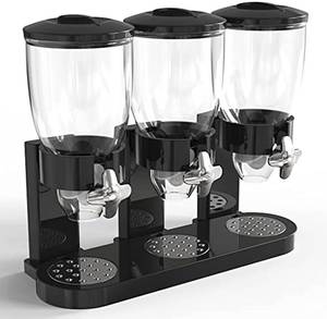 lot 1759 image: Triple Food Dispenser - Easy Dry Food Dispenser for Nuts, Rice, Cereal  Missing 1 lid