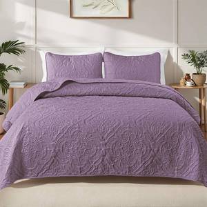lot 1765 image: Exclusivo Mezcla 3-Piece Quilts Queen Set, Dusty Lavender, Microfiber