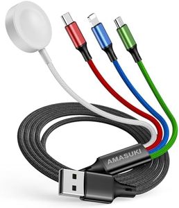 lot 1771 image: Travel Essentials 4in1 iWatchiPhone Charger - USB-CMicro Nylon Cable (4FT)