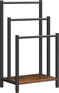 lot 1780 image: HOOBRO 3-Tier Towel and Blanket Rack, Rustic BrownBlack BF03LB01