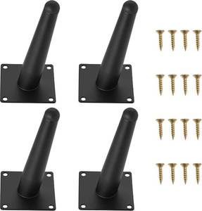 lot 1786 image: 6-Inch Metal Black Furniture Legs, Set of 4  Inclined Cone, Thickened Feet