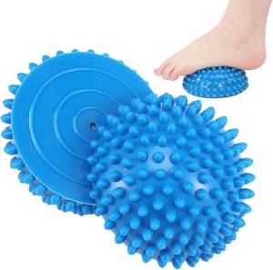 lot 1787 image: Threlaco 2 Pcs Half Round Massage Ball for Feet, Blue Spiky Balls