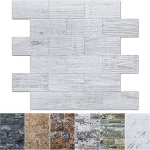 lot 1795 image: Art3d Peel and Stick Backsplash, 10-Pack, White-Washed, PVC, Self-Adhesive
