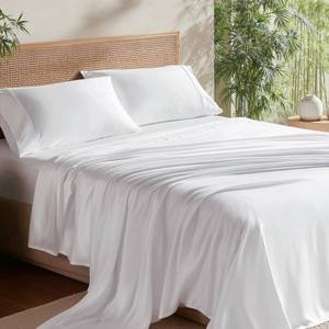 lot 1798 image: Bedsure PureWoven 100% Rayon Bamboo Queen Sheets, 4-Piece, 16 Deep Pocket