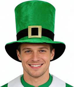 lot 1812 image: Shamrock Green Top Hat for St. Patricks Day, Velvet Leprechaun Hat