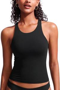 lot 1822 image: CRZ YOGA Racerback Tankini Tops with Removable Pads, A-D Cup, High Neck Large