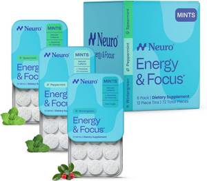 lot 1907 image: Neuro Energy & Focus Mints Variety Pack, 72 Count, 40mg Caffeine