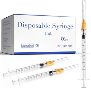 lot 1936 image: 1ml Luer Lock Syringe, 25 Gauge, 1in (25mm), Individually Sealed