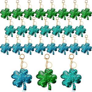 lot 1947 image: MTLEE 24 Pcs Shamrock Keychains, Four-Leaf Clover Glitter, 3 Colors