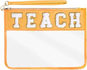 lot 1957 image: Chenille Letter Bag Clear Cosmetic Bag with Zipper Pouch (NURSE)