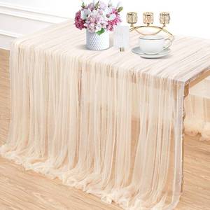 lot 1964 image: LuoluoHouse Champagne Pearl Table Cloth 60x120 Inch Table Runner for Wedding