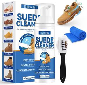 lot 1990 image: Suede Shoe Cleaner 6.76 oz Nubuck Cleaner with Brush & Towel No-Rinse