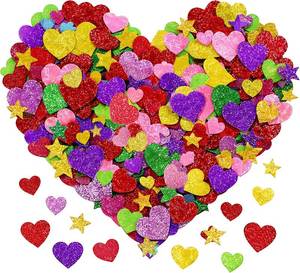 lot 2001 image: 280 PCS Glitter Foam Reward Stickers for Kids - Self-Adhesive Stars, 2-Pack
