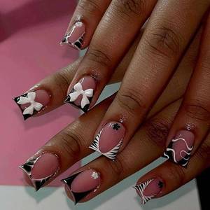 lot 2067 image: 3 Random Packs QQPPOLIU French Tip Press-On Nails Short Length, Nude Design, Glu