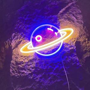 lot 2078 image: Planet Neon Sign - Adjustable Brightness USB LED Sign for Space Decor