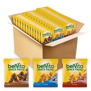 lot 20003 image: belVita Crunchy Bite Size Snacks Variety Pack, 3 Flavors, 40 Snack Packs