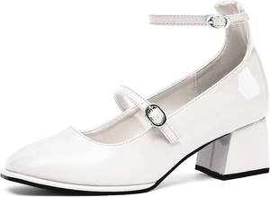 lot 20022 image: NEWBELLA Mary Jane Heels - Patent Leather Chunky Heels, Vintage Square-Toe size 7.5 Black