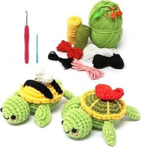 lot 20047 image: Dakytoo Crochet Kit for Beginners - Amigurumi Animal Kit, 2-Pack Turtles