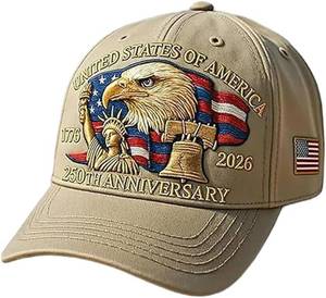 lot 20092 image: Eagle & Liberty 250th Anniversary Hat - Bald Eagle Embroidery Patriotic Cap