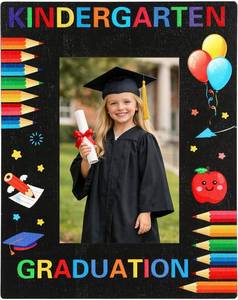 lot 20132 image: Kindergarten Graduation Picture Frame, 4x6 Wooden Kinder Grad Photo Frame