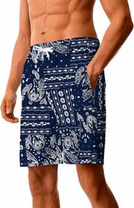 lot 20137 image: Mens Graphic Shorts Drawstring Waist Beach Hawaiian Shorts with Pocket Large