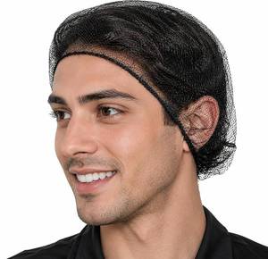 lot 20144 image: Nylon Hair Net 24in, 100 Pcs, for Food Service, Black, Reusable, Breathable