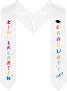 lot 20152 image: Kids Kindergarten Graduation Sash, Unisex Preschool Stole with Colorful Word