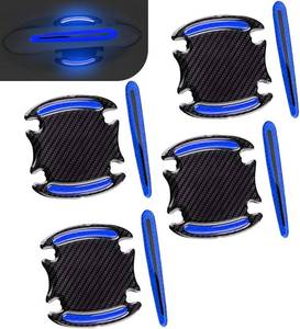 lot 20159 image: 8 Pcs Car Door Handle Scratch Protector, 3D Carbon Fiber Sticker (Blue)